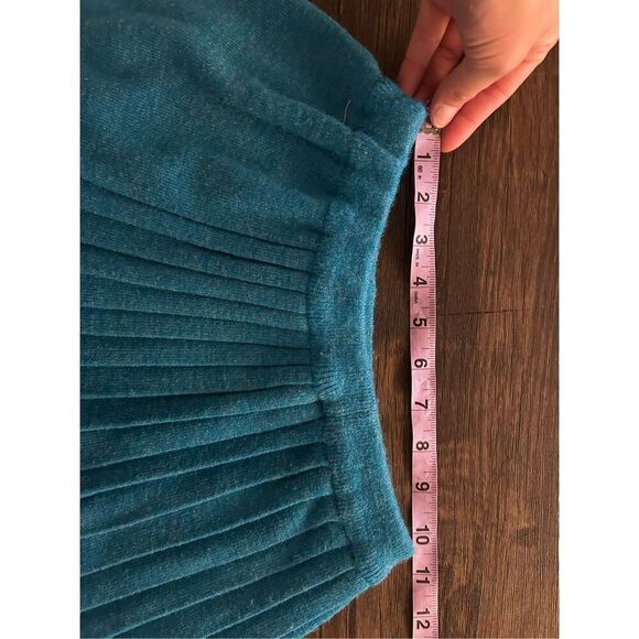 Vintage St. Michael Turquoise Blue Pleated Mini Skirt Size 12 Stretch Preppy - Picture 6 of 7